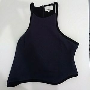 3.1 Phillip Lim Quilted Asymmetrical Navy Top